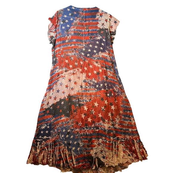 Y2K USA Flag Dress Patriotic Star Indie Sleeveless Festival Fit Americana XL - Picture 8 of 8